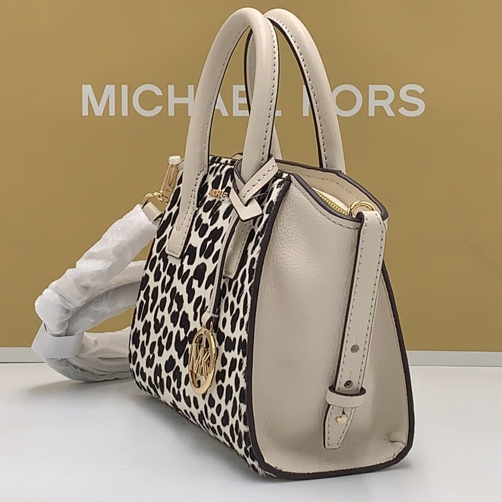 Avril Extra-Small Cheetah Print Calf Hair and Leather Satchel Light Cream multi - Picture 7 of 16
